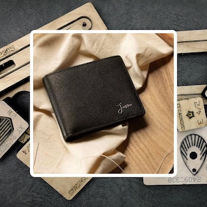 Découpage de portefeuille pour homme personnalisé, Outils kraft d'artisanat en cuir personnalisés, Matrices de découpe pour portefeuille en cuir, Cadeaux pour lui