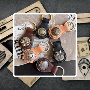 Fustellatura portachiavi in pelle, fustella per coltello in acciaio per pelle personalizzata, strumenti artigianali in carta kraft per la fabbricazione della pelle, regali personalizzati