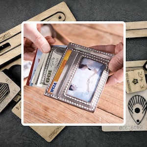 Portamonete in pelle fustellato, porta biglietti da visita personalizzati in acciaio fustellato, strumenti per la lavorazione della carta e della pelle, regali in pelle personalizzati