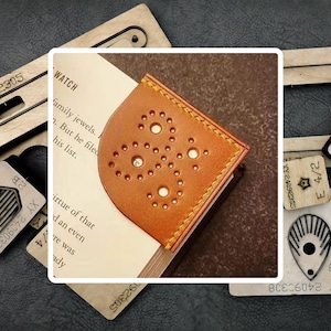 Marcador de couro com furos para corte, molde de faca de aço para couro personalizado, ferramentas para artesanato em papel kraft para fabricação de couro, presente para amantes de livros