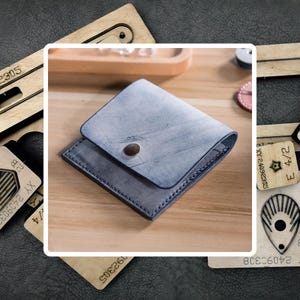 Tarjetero pequeño sencillo de cuero troquelado, monedero personalizado con solapa de acero troquelado, herramientas para manualidades con papel para hacer cuero, regalos para ella