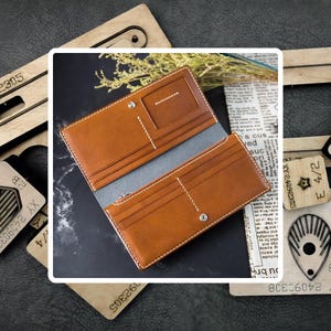 Lange Lederbrieftasche Gestanzt, Handgefertigte Business Lederbrieftasche, Benutzerdefinierte Stahlmesserform, Lederherstellung Bastelbedarf, Geschenke für Ihn