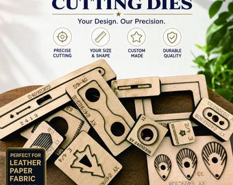 Custom Die Cut, Compatible with Press-type/Sizzix Machine Dies, Wooden/Acrylic Base, Steel Blade, For Cutting Leather, Paper, Foam, etc.