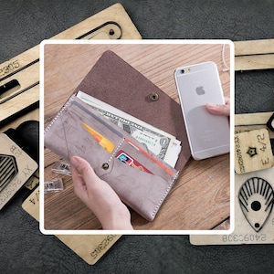 Troqueles de billetera alargada sencilla, billetera de cuero hecha a mano, herramienta de troquelado de papel artesanal personalizada, regalo personalizado