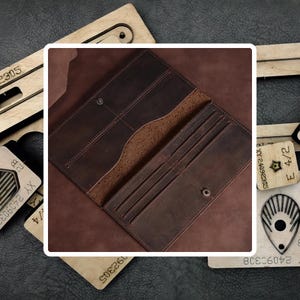 Matrice de découpe pour portefeuille en cuir personnalisé, Découpage pour portefeuille long, Portefeuille pour homme personnalisé, Outils en papier kraft pour créations artisanales en cuir, Cadeaux pour père