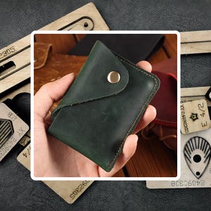 Tarjetero de cuero sencillo hecho a mano troquelado, monedero con broche personalizado, suministros para manualidades de papel para hacer cuero, herramientas de cuero personalizadas