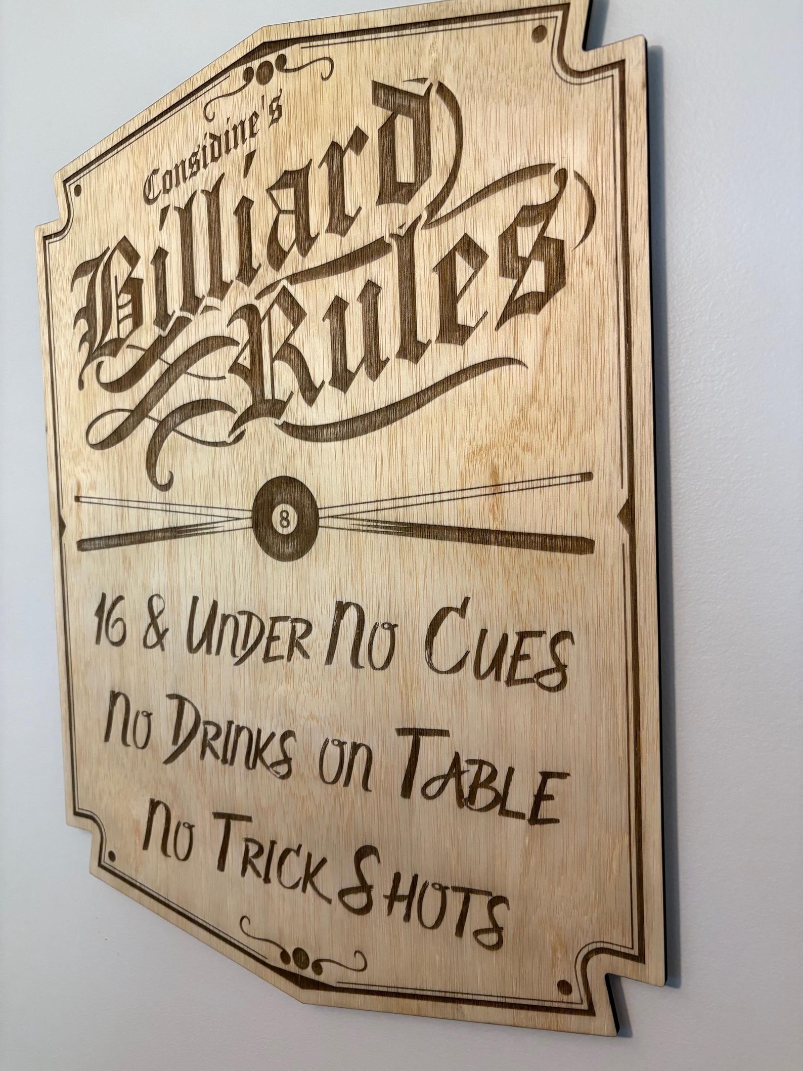 Pool Room Sign - Laser Engraved, Billiard Rules, Man Cave Rules, Pool ...