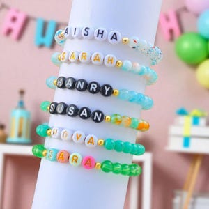6mm Gemstone Beaded Bracelet, Bulk Custom Name Jewelry for Friends & Teams, Handmade Personalized Gift, Event and Party Favor, Bulk Order