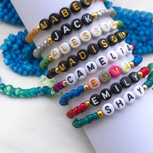 Colorful Friendship Bracelets, Easter Name Bracelet Set, Custom Beaded Bracelets in Bulk, Gift for Girls, Handmade Jewelry