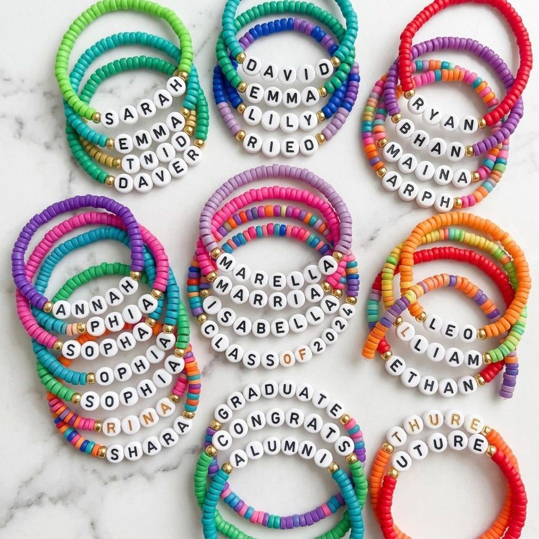 Bulk Graduation Bracelets Class of 2025 Gif | Custom Name Beaded ...