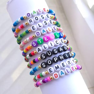 Bulk Custom Name Beaded Bracelets, Personalized Friendship & Team Bracelets for Kids, Holiday Gifts (100–1000 pcs)
