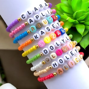 Personalized Custom Beaded Name Bracelets, Custom Word Beaded Bracelets, Handmade Friendship Jewelry, Team Bracelets, Bulk Order Gifts