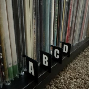 vinyl record divider A-Z, alphabetical shelf organizer