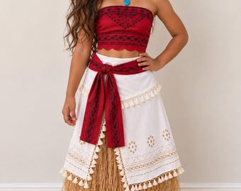 Moana Inspired Girls Costume, Polynesian Princess Outfit, Girls Fancy Dress, Island Princess Costume, Halloween Cosplay