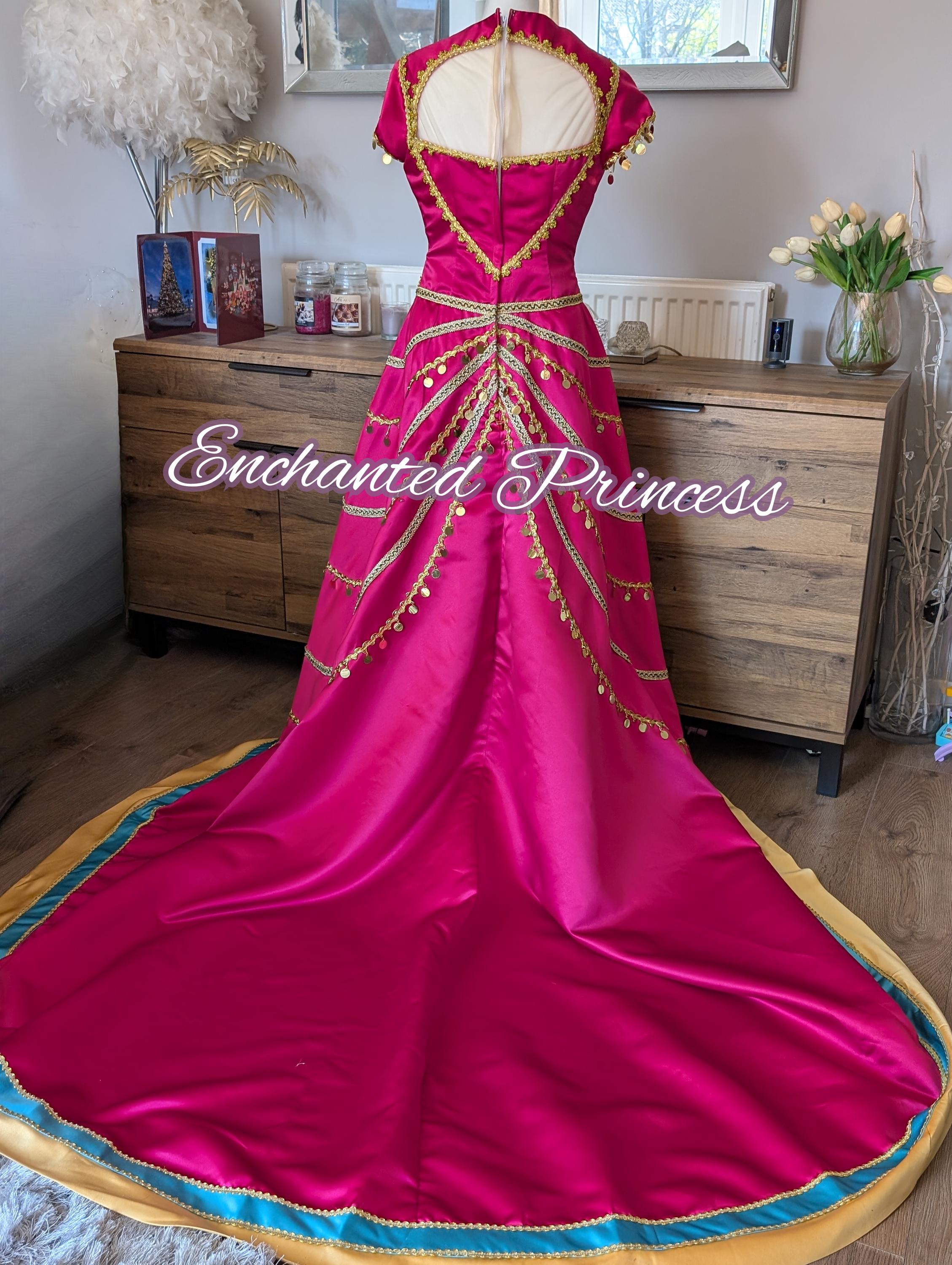open lace back dress Aladdin 2019 Jasmine Princess Costume for Adults Red Outfit – CoserZ main image 0