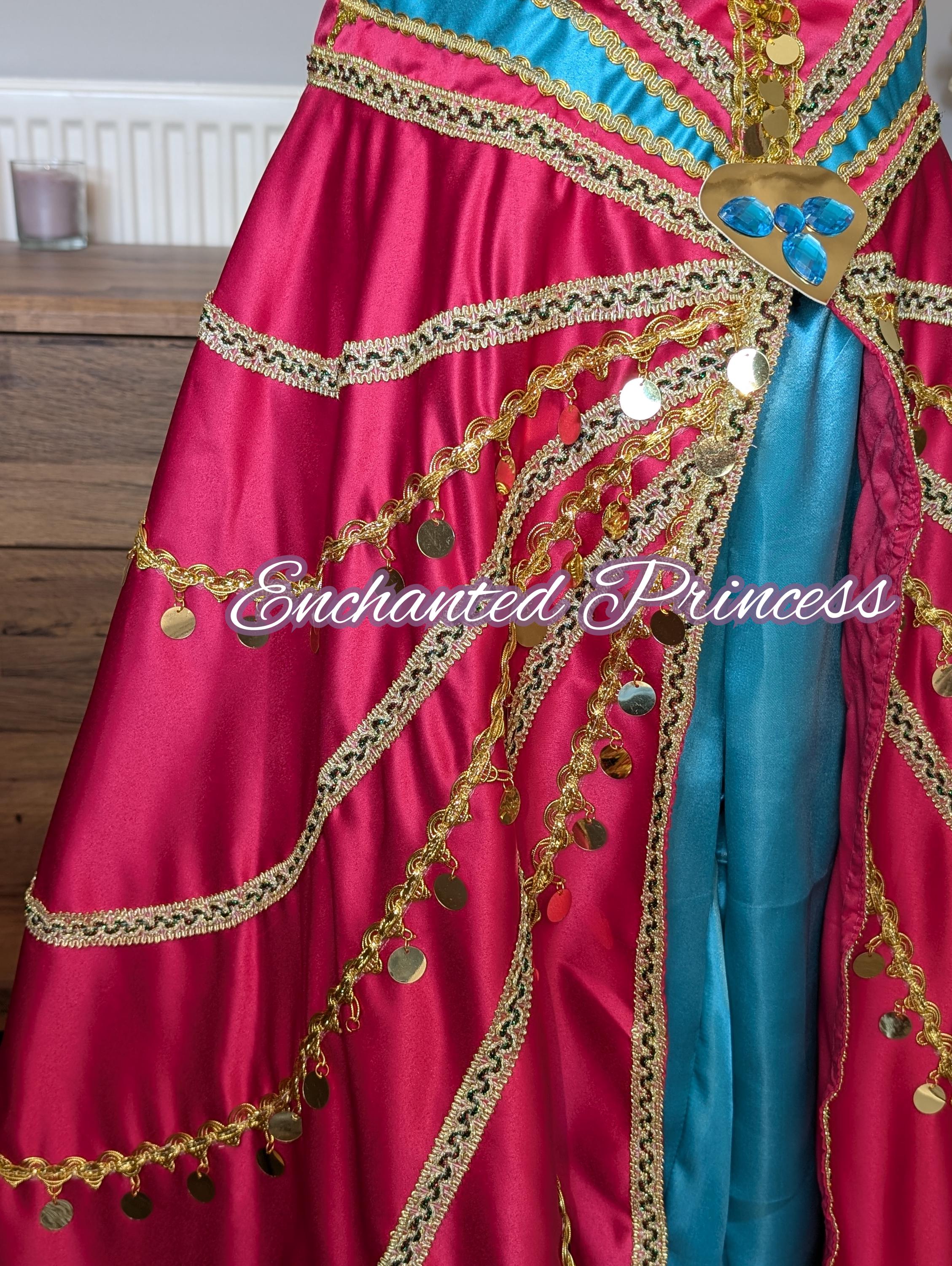 princess jasmine costume pink dress Jasmine Kids Princess Dress for Girls Aladdin Christmas Gorgeous Pink Dresses LED Light Coronation