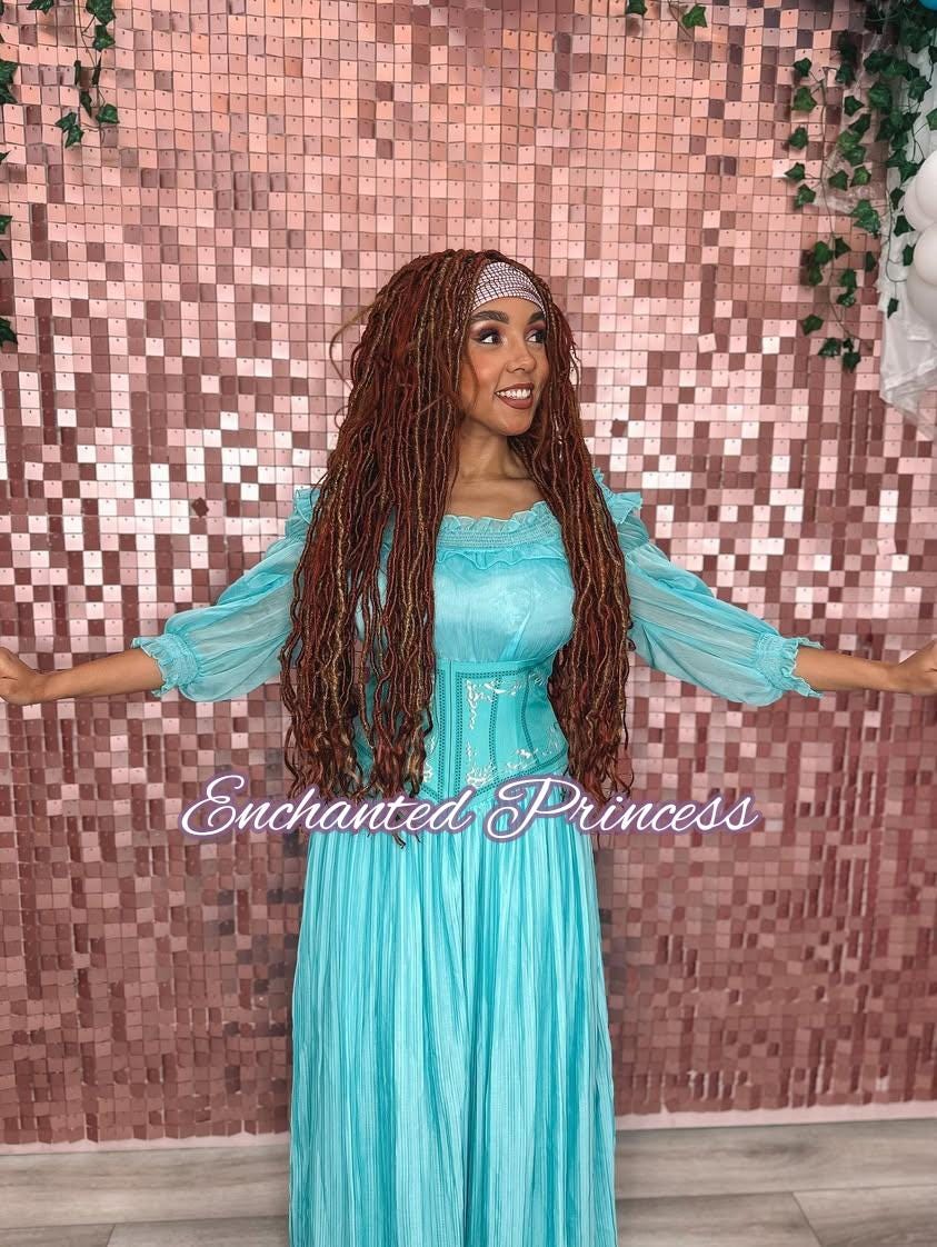 ariel blue dress 2023 2023 Ariel Blue Dress Cosplay Costume Outfits Halloween Carnival Suit