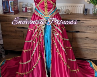 Princess Jasmine (Aladdin) Inspired Dress Arabian Princess Disney  Wedding Princess Cosplay Halloween Costume, Adult Jasmine Dress