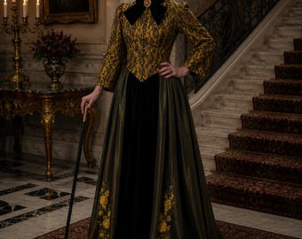 Disfraz inspirado en Lady Tremaine, vestido de madrastra de Cenicienta, vestido de cosplay de villana, disfraz gótico victoriano, vestido de gala inspirado en el personaje.