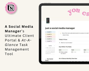 Social Media Manager Notion Template Client Portal & Task Management