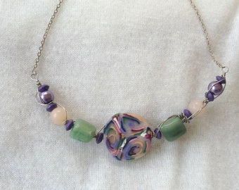 Light and Lavender firmly wired necklace