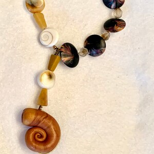 Rustic Type 3 Y Necklace With Shells And Clay Beads