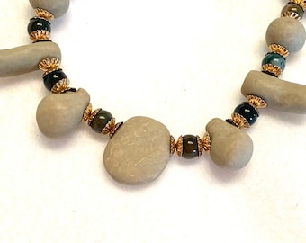 Stone-Effect Polymer Clay Bead Necklace