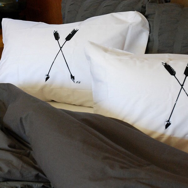 Arrows Screen Printed Pillowcase Pair Standard- Arrow- Modern Bedding- Arrow Pilllowcase- Pillow Cover