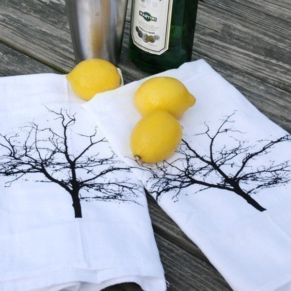 Tree Silhouette Cotton Bar Towels Set of Two