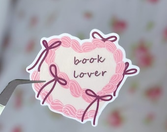 Book Lover Cake - Kindle Sticker, Bookish, Romance Reader, Booktok, Book Trope, Girly, Trendy, Coquette, Mood Reader, Pink, Heart Cake, Smut