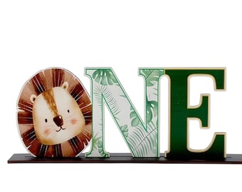 Jungle Safari Wooden ONE Centerpiece: 1st Birthday Party Decor