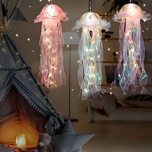 Lanterna medusa luminosa da 20*45 cm, luce notturna a forma di medusa, sirena, compleanno, animali dell'oceano, sotto il mare, decorazione per feste a tema, spedizione combinata