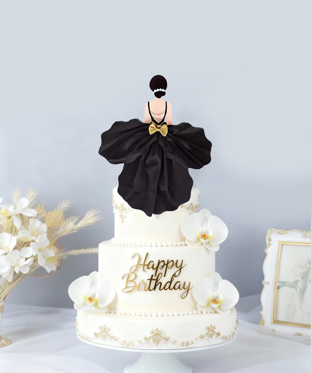 Black Dress Lady Cake Topper  Elegant Party Decoration - Etsy Israel