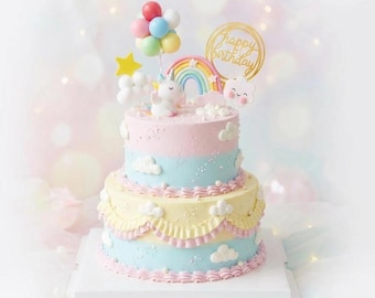 Unicorn Rainbow Cake Topper(Non-Edible) /Custom Age: Birthday Party Decoration