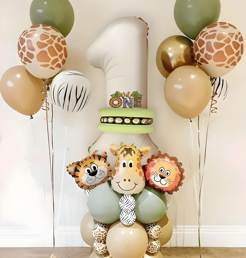 DIY Safari Animal Balloon Stack: Jungle Theme Party Decor image 2