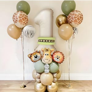 Kit ghirlanda di palloncini con animali della giungla da safari da 40 pezzi - Palloncini in pellicola di alluminio e lattice per compleanni, baby shower, anniversari, feste estive