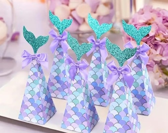 Little Mermaid Candy Boxes: Party Favor, Baby Shower (10pcs)