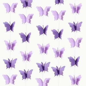 Ghirlanda di farfalle rosa e viola - Bandierine di carta 3D per feste, bandierine di farfalle, decorazioni per baby shower, matrimoni e baby shower