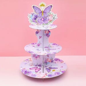 Vlinder cupcake standaard, voor cupcakes vlinder babyshower vlinder kartonnen cake dessert houder toren voor klasse feestartikelen