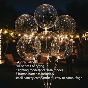 LED bobo-ballonnen met batterijen inbegrepen: 24-inch oplichtende feestdecoraties