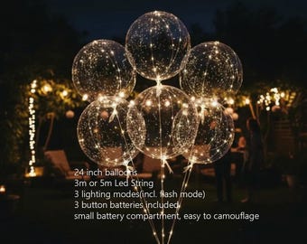 LED Bobo Balloons with batteries included: 24-inch Light Up Party Decorations