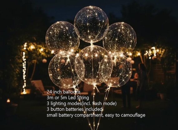 LED Bobo Balloons with batteries included: 24-inch Light Up Party Decorations