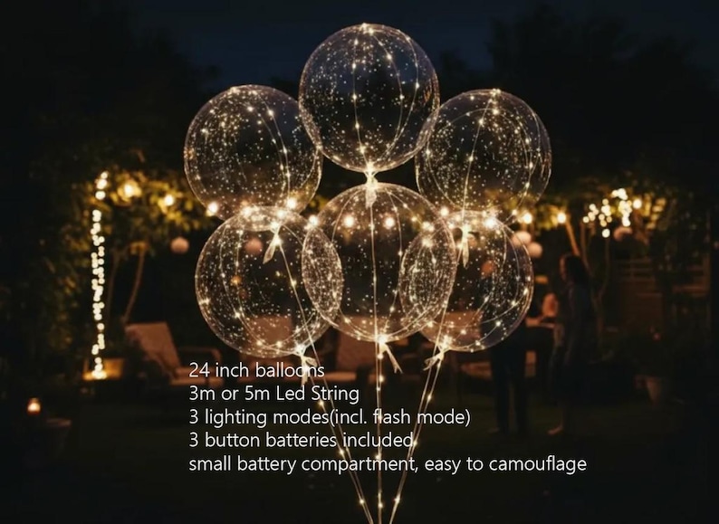 LED Bobo Balloons with batteries included: 24-inch Light Up Party Decorations image 1