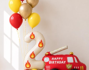 DIY Firefighter Balloon Set –  Fire Truck Birthday Decoration