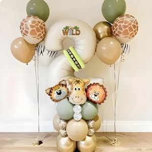Zestaw girlandy balonowej z motywem zwierząt safari: dekoracja na imprezę w stylu dżungli