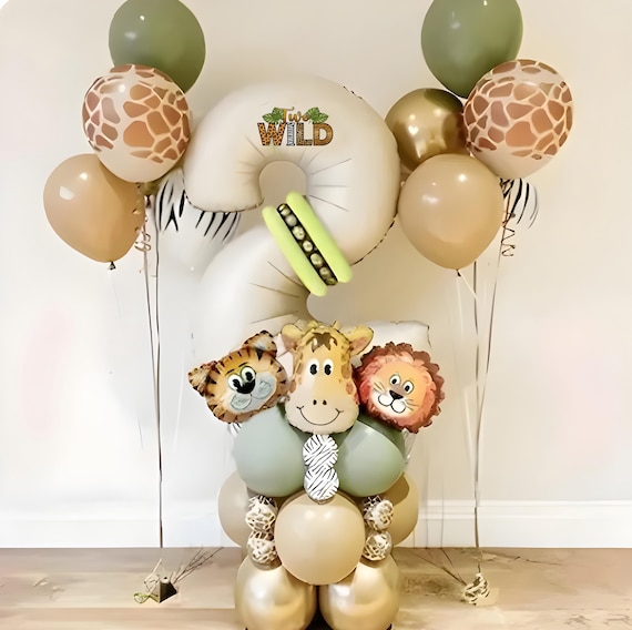 DIY Safari Animal Balloon Stack: Jungle Theme Party Decor