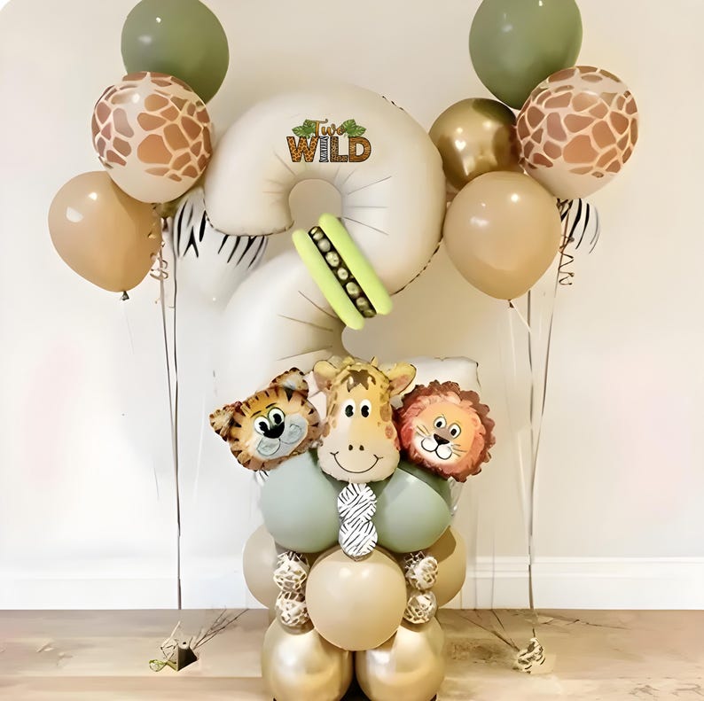 DIY Safari Animal Balloon Stack: Jungle Theme Party Decor image 1