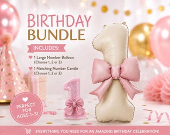 Pink Bow Birthday Bundle for Ages 1–3 : Birthday Party Decoration