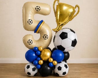 DIY Football Balloon Stack Kit | Custom Number, Trophy, Soccer Party Decorations