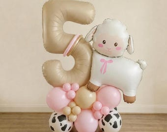 Sheep Balloon Stack DIY Kit, Farm Animal Birthday Balloons